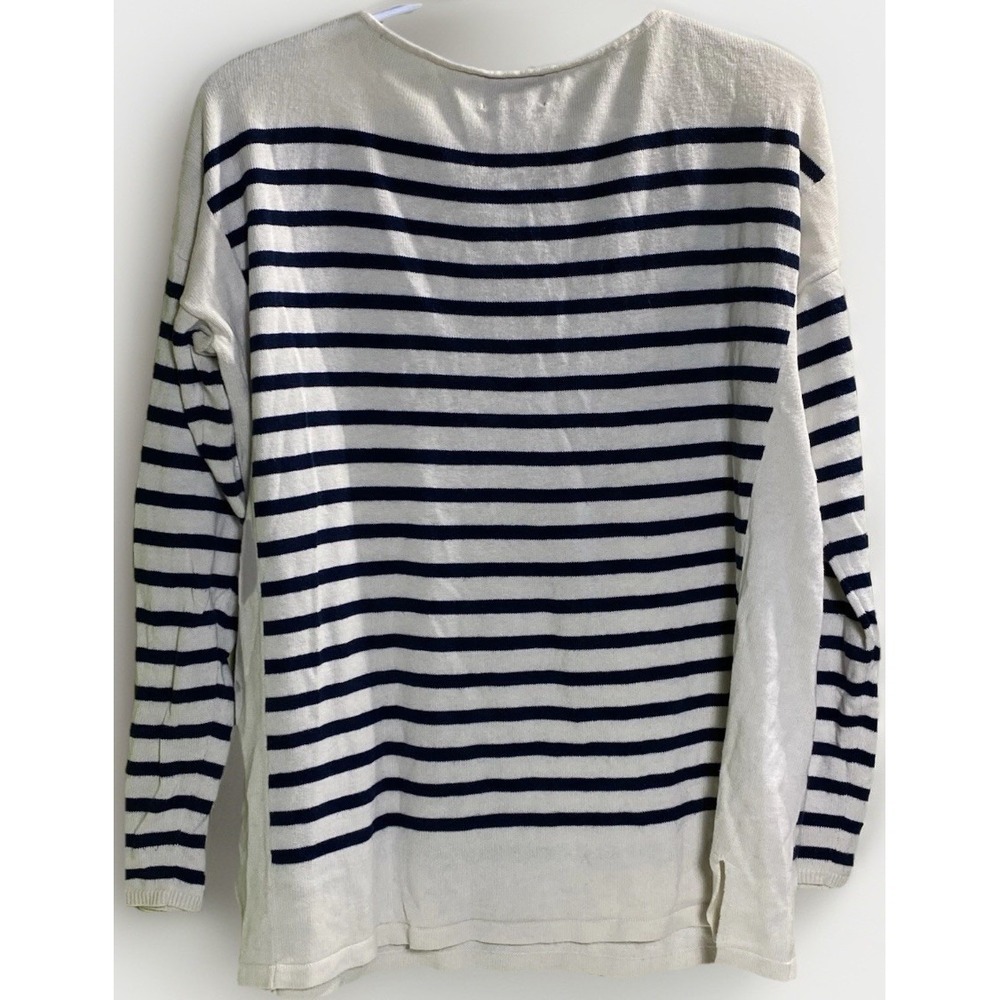 Chaps by Ralph Lauren Women's Size L Long Sleeve sweater navy stripes Coastal - Picture 3 of 6